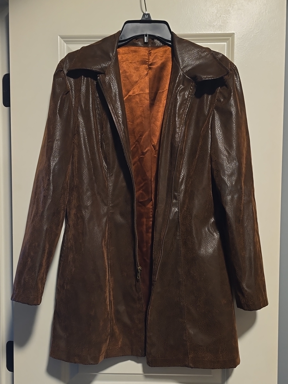 Women's Brown Leather Coat - Classic Longline Jacket